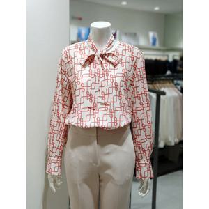 [KL][KL] 퍼프소매 패턴 타이 블라우스 KWBLOB0400 (P003488386)