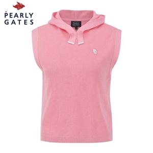 [파리게이츠] 여성 스마일 로고 패치 후드 니트 베스트