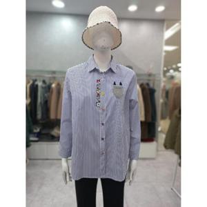 [스테파니] 세이브존05 스트라이프 고양이 셔츠2 A25SH5110BU