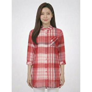 [올포유][올포유] 여성 체크 카라 롱 블라우스 ALBLL4231-500_G