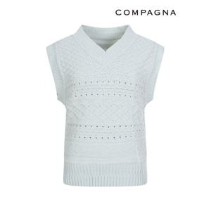 [꼼빠니아]브이 꽈배기 패턴 니트 베스트_CCCS0-WSV010