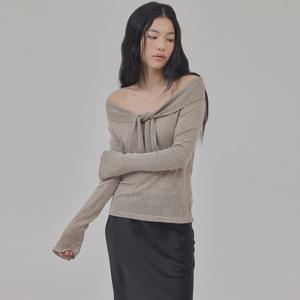 TIE STRAP OFF-SHOULDER KNIT TOP_T513TP107(DB)