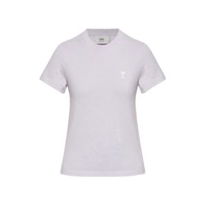 아미 하트 로고 크롭 반팔 티셔츠 라일락 여성 FTS060 724 504