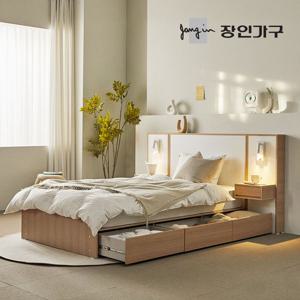 장인가구 밤비 호텔 통서랍 수납침대 D+본넬+협탁2 (높이 300)