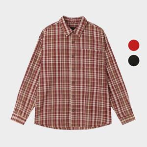 [버커루]남성 루즈핏 플란넬 체크 워싱 긴팔 셔츠 B255SH330P