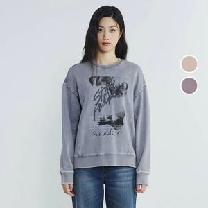 [버커루]여성 쭈리 그래픽 다잉 맨투맨 티셔츠 B235TS540P