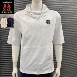 뱅뱅빅사이즈 HC04 봄남성레터링 얇은후드반팔티 BTL138