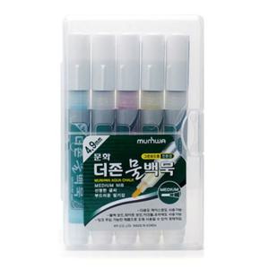 문화 더존 물백묵 펜(5개입 4.9mm 4색) 더존물백묵 블랙보드물백묵 화이트보드물백묵 아크릴물백묵 유리용
