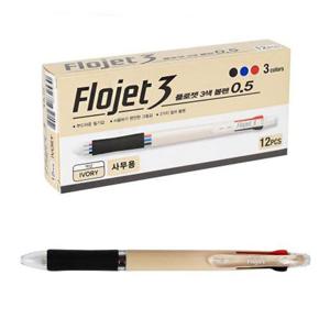 모닝글로리 플로젯 3색 볼펜 1타 (12개입) (아이보리) 3색펜 볼펜 펜 디자인펜 디자인볼펜 문구용펜 사무용
