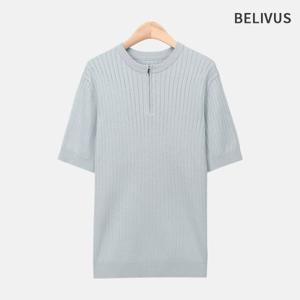 빌리버스 남자 헨리넥 니트 반팔 하프집업 티셔츠 BRE052