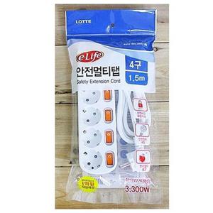 롯데 개별 스위치 멀티탭 4구 1.5m 멀티탭4구 콘센트 멀티콘센트 멀티어댑터 절전형멀티탭