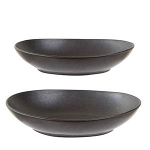 이천도자기 펄블랙 타원볼 접시 소 23cm 그릇 식기