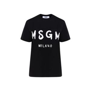 MSGM 브러쉬드 로고 반팔티셔츠 블랙 여성 2000MDM510 200002 99
