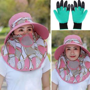 여름 햇빛 농사용 일 모자 농사장갑 세트