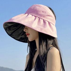 벙거지 핑크 모자 챙 자외선차단 넓은