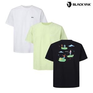 블랙야크 공용 여름 라운드 반팔티셔츠 공용 백패킹 그래픽 반팔티 1BYRTMU917