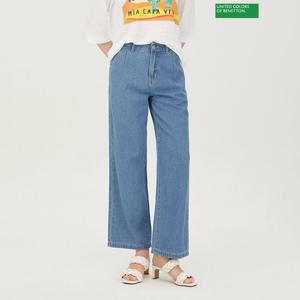 베네통 원턱 롱 해지 데님 팬츠 BADP55431
