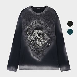 [버커루]남성 스컬 빈티지 라운드 티셔츠 B245TS392P