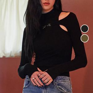 [버커루]여성 숄더 컷아웃 체인장식 티셔츠 B245TS600P