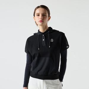 [먼싱웨어]여성 메쉬 후드 반팔티셔츠 블랙(MQ222LTS55)