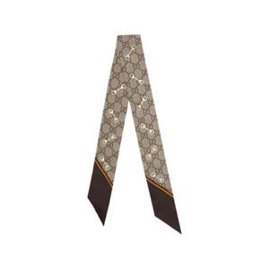 구찌 GG 프린트 홀스빗 실크 넥 보우 베이지 에보니 663719-3G001-2276