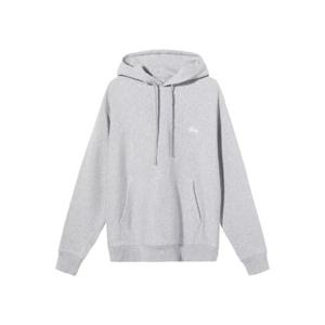 스투시 스탁 로고 후드 그레이 헤더 118532