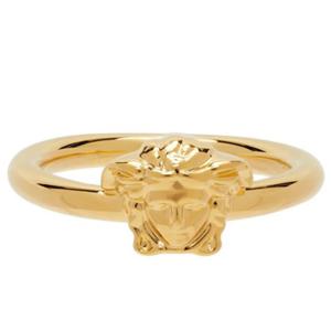 26 SS 베르사체 골드 톤 브레스 로고 인그레이브드 메두사 페이스 링 DG5E544 DJMT D00O