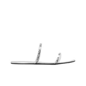 발렌시아가 스무스 카프스킨 라운드 플랫 샌들 화이트 694999WCAE19010