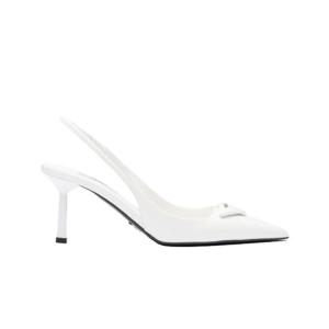 프라다 브러쉬드 레더 슬링백 펌프스 화이트 1I901M-075-F0009