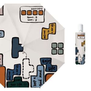 블럭무늬 3단 자동우산 버튼식우산 양산겸용