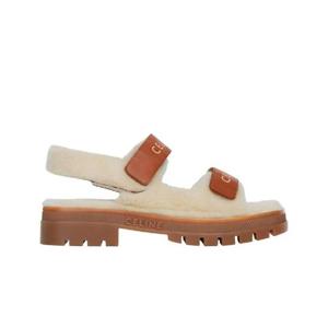 셀린느 셔링   카프스킨 레오 스크래치 샌들 내츄럴 탄 350813699C-02NT