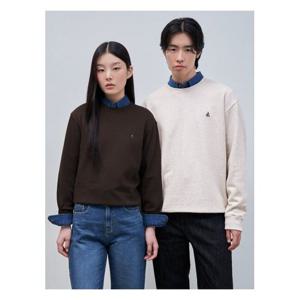 [빈폴멘][Essential] 남녀공용 로고 자수 스웨트 셔츠 - 베이지