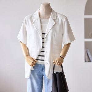 [한정수량] [커스텀에이블] 싸개단추 린넨 반팔 자켓_T2506JK614B