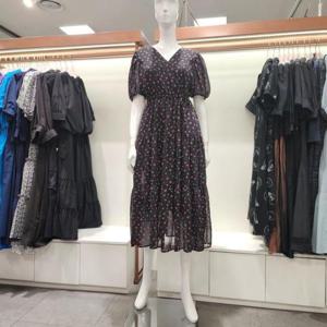 수스 HC04 반 장미 패턴 쉬폰 원피스 S252BOP661