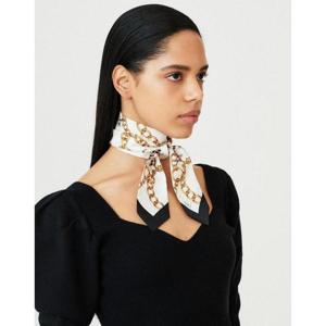 선물포장  (DCSC5E821I2) 베이지 체인프린트 쁘띠 실크스카프