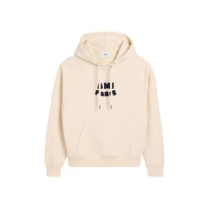 아미 파리 패치 코튼 후드 화이트 크림 USW275-747-136