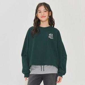 [오션스카이]여아 소매 셔링 크롭 맨투맨 티셔츠-EEJG5160B0C