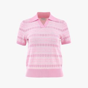 페어라이어 여성 자카드 반팔 니트 (핑크)