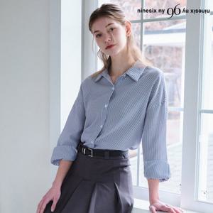 [나인식스뉴욕(영캐릭터)]스트라이프 카라넥 버튼업 긴팔 셔츠  NP3BA013L0