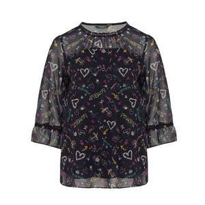 [크로커다일레이디]MARIO크로커다일레이디 하트 7부 쉬폰 블라우스형 티셔츠 CLDFTS105