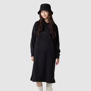 [르꼬끄공식] 여성 루즈핏 면기모 스판 후드 원피스 (QQ422OOPO1)