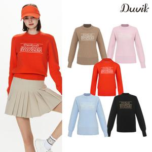 듀빅 여성 로고 레터링 모크넥 니트스웨터 DE3WSW262