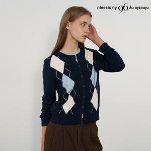 [나인식스뉴욕(영캐릭터)]데일리 아가일 라운드넥 긴팔 가디건 (NP3CK019L0)