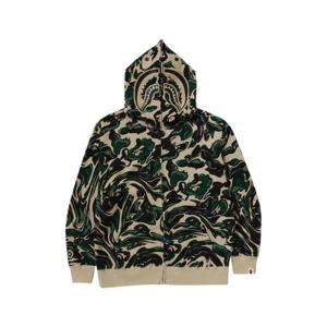 베이프 마블링 카모 샤크 릴렉스드 핏 풀 집 후드 그린 0ZXSWM115304N