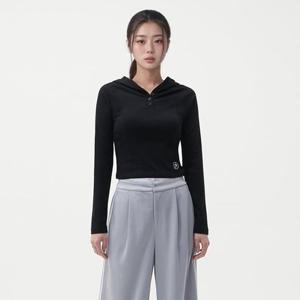 [랩]버튼 슬림 후드티셔츠 AR1CT164