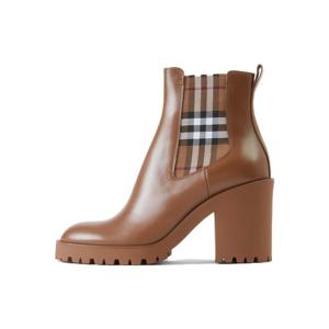 버버리 여성 체크 레더 다크 버치 브라운 부츠 8070710