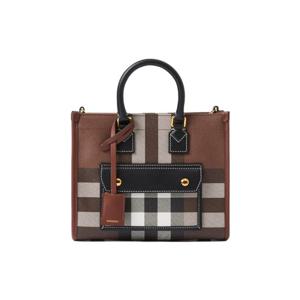 버버리 여성 프레야 체크 다크 버치 브라운 토트백 8069661