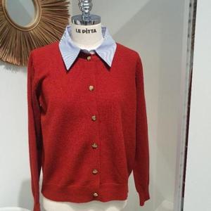 르피타 HC06 카라배색 금속단추 니트(레드) L254BKTA51