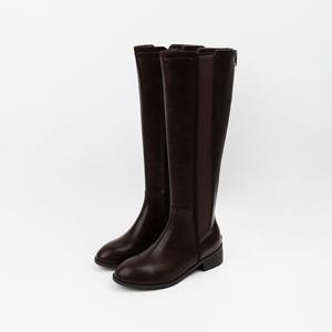 [신난다슈] 여성 롱부츠 4cm 여자 첼시 부츠 발편한 통굽 둥근코 슬림핏 밴딩 AG259045 브라운