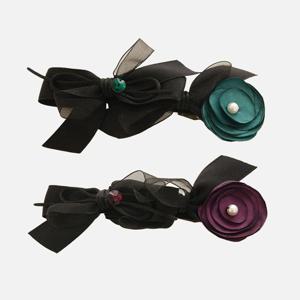 제이로렌 쉬폰 더블리본 플라워 자동핀 H01459